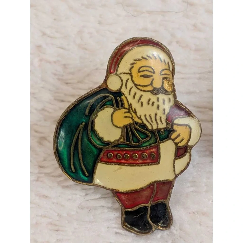 Lot of 3 Vintage Santa Claus Enamel Lapel Pins Christmas Holiday‎ Accessories